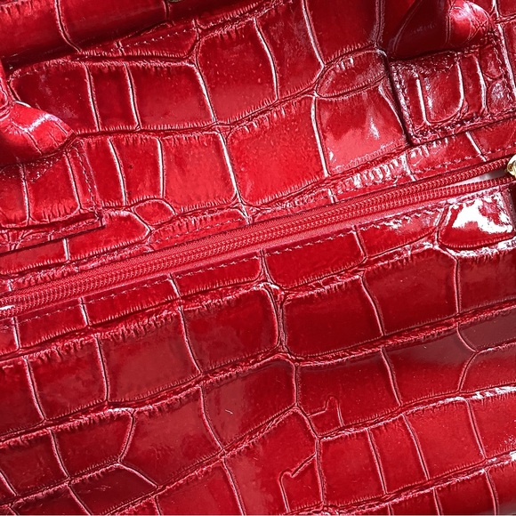 Genuine Leather, Made in Italy, red croc embossed, handbag - Picture 9 of 10